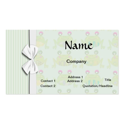 cute funky happy frogs and stripes business card
