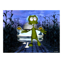 Cute funny alien u.f.o in cornfield 1 posters