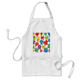 Cute Funny Colorful Monsters Pattern Apron