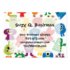 Cute Funny Colorful Monsters Pattern Business Card Template