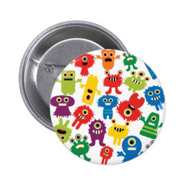 Cute Funny Colorful Monsters Pattern Button