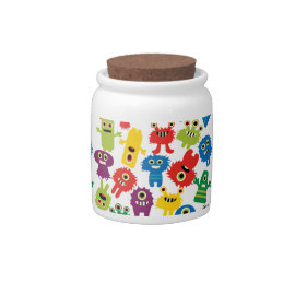 Cute Funny Colorful Monsters Pattern Candy Jar
