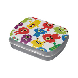 Cute Funny Colorful Monsters Pattern Jelly Belly Tin