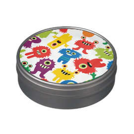 Cute Funny Colorful Monsters Pattern Jelly Belly Candy Tin