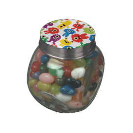 Cute Funny Colorful Monsters Pattern Glass Candy Jars