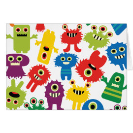 Cute Funny Colorful Monsters Pattern Cards
