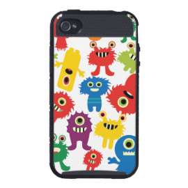 Cute Funny Colorful Monsters Pattern iPhone 4 Covers