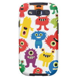 Cute Funny Colorful Monsters Pattern Samsung Galaxy S3 Covers