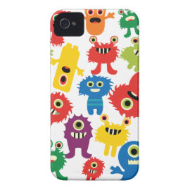 Cute Funny Colorful Monsters Pattern Case-Mate iPhone 4 Cases
