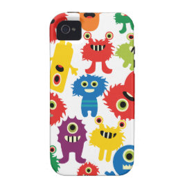 Cute Funny Colorful Monsters Pattern iPhone 4 Covers