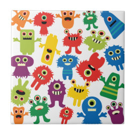 Cute Funny Colorful Monsters Pattern Ceramic Tile