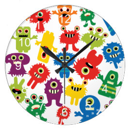 Cute Funny Colorful Monsters Pattern Clocks