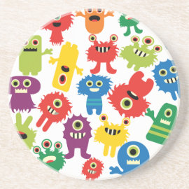 Cute Funny Colorful Monsters Pattern Coasters