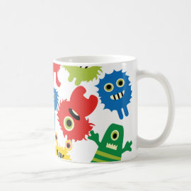 Cute Funny Colorful Monsters Pattern Coffee Mugs