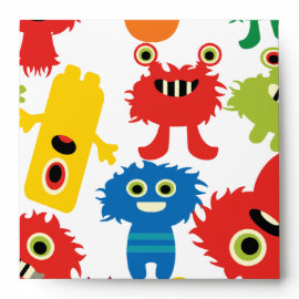 Cute Funny Colorful Monsters Pattern Envelopes