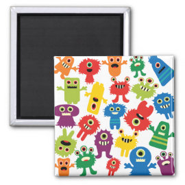 Cute Funny Colorful Monsters Pattern Fridge Magnet