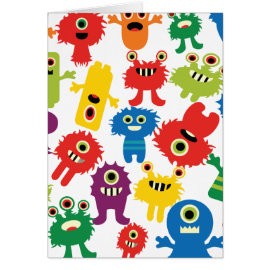 Cute Funny Colorful Monsters Pattern Greeting Card