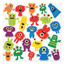 Cute Funny Colorful Monsters Pattern Invitation