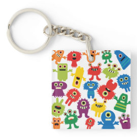Cute Funny Colorful Monsters Pattern Keychains