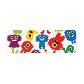 Cute Funny Colorful Monsters Pattern Return Address Labels