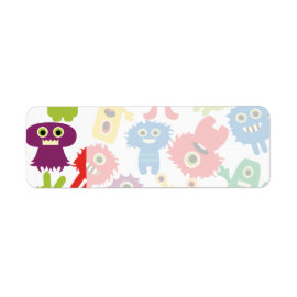 Cute Funny Colorful Monsters Pattern Return Address Label
