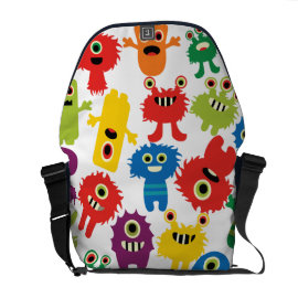 Cute Funny Colorful Monsters Pattern Messenger Bag