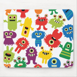 Cute Funny Colorful Monsters Pattern Mousepad