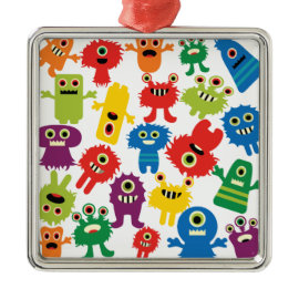 Cute Funny Colorful Monsters Pattern Christmas Ornament
