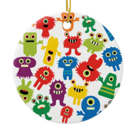 Cute Funny Colorful Monsters Pattern Ornaments