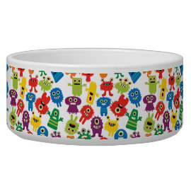 Cute Funny Colorful Monsters Pattern Dog Water Bowls