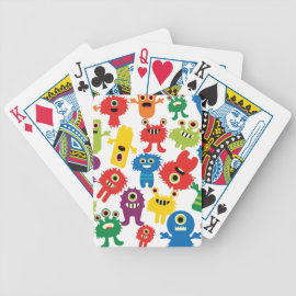 Cute Funny Colorful Monsters Pattern Bicycle Poker Cards
