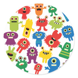 Cute Funny Colorful Monsters Pattern Sticker