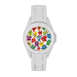 Cute Funny Colorful Monsters Pattern Watch