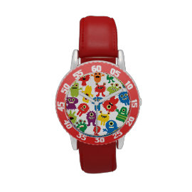 Cute Funny Colorful Monsters Pattern Wrist Watches