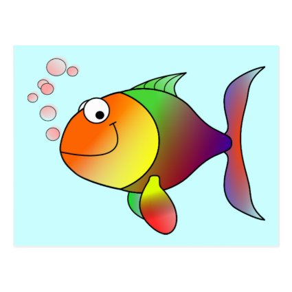 Cute Funny Fish - Colorful Post Card
