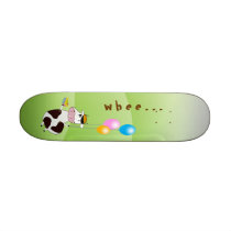 Cute Funny Flying Cow & Cake & Balloons Skateboard