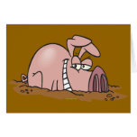 cute funny happy pig in mud cartoon greeting cards
