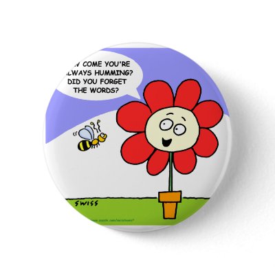 Cute Funny Honey Bee & Flower Button