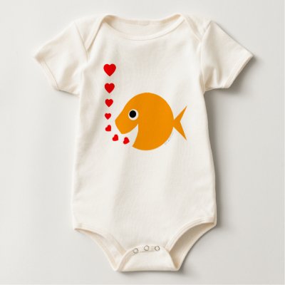 Cute Funny Loving Goldfish Cartoon Baby T-shirt by SWEETFUNNYBABY