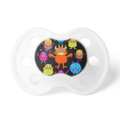 Cute Funny Monster Party Creatures in Circle Baby Pacifiers