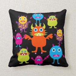 Cute Funny Monster Party Creatures in Circle Pillows