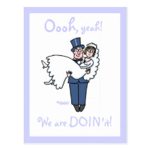 Cute Funny Offbeat Cartoon Save The Date Card Postcard