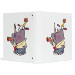 cute funny party rhino cartoon vinyl binder