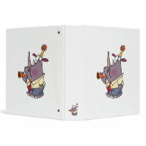 cute funny party rhino cartoon vinyl binders