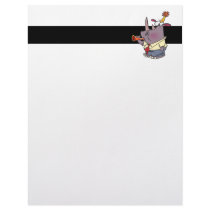 cute funny party rhino cartoon customized letterhead