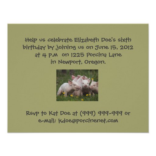 Cute Funny Piglets Birthday Party Personalized Invite