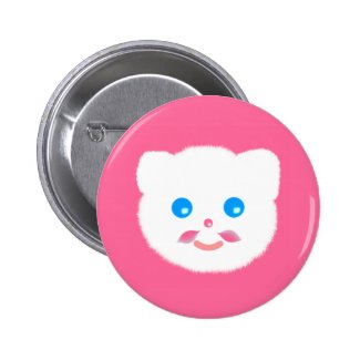 Cute funny pink moustache kitty cat button