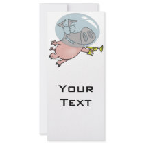 cute funny space pig cartoon personalized rack card