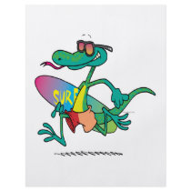 cute funny surfer beach lizard cartoon flyers