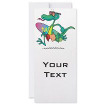 cute funny surfer beach lizard cartoon personalized rack card